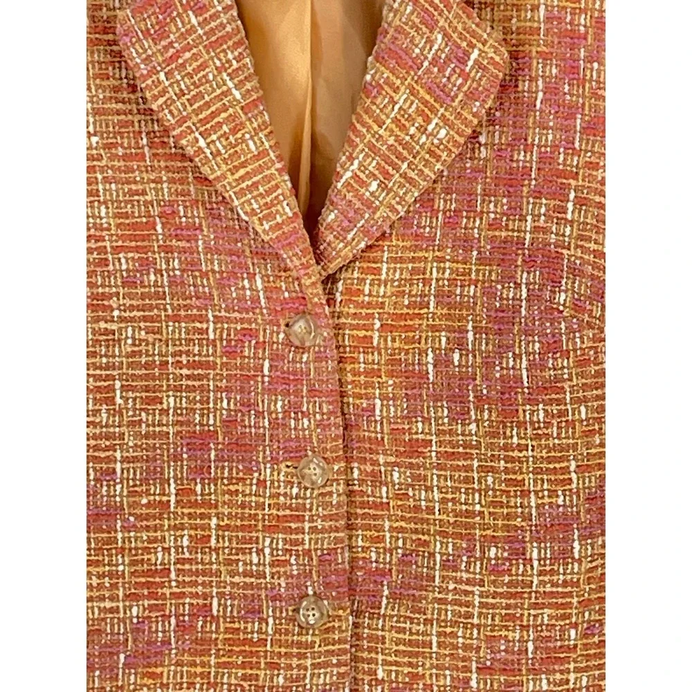 Coldwater Creek Womens‎ Blazer PM Petite Medium Tweed Orange Pink Textured